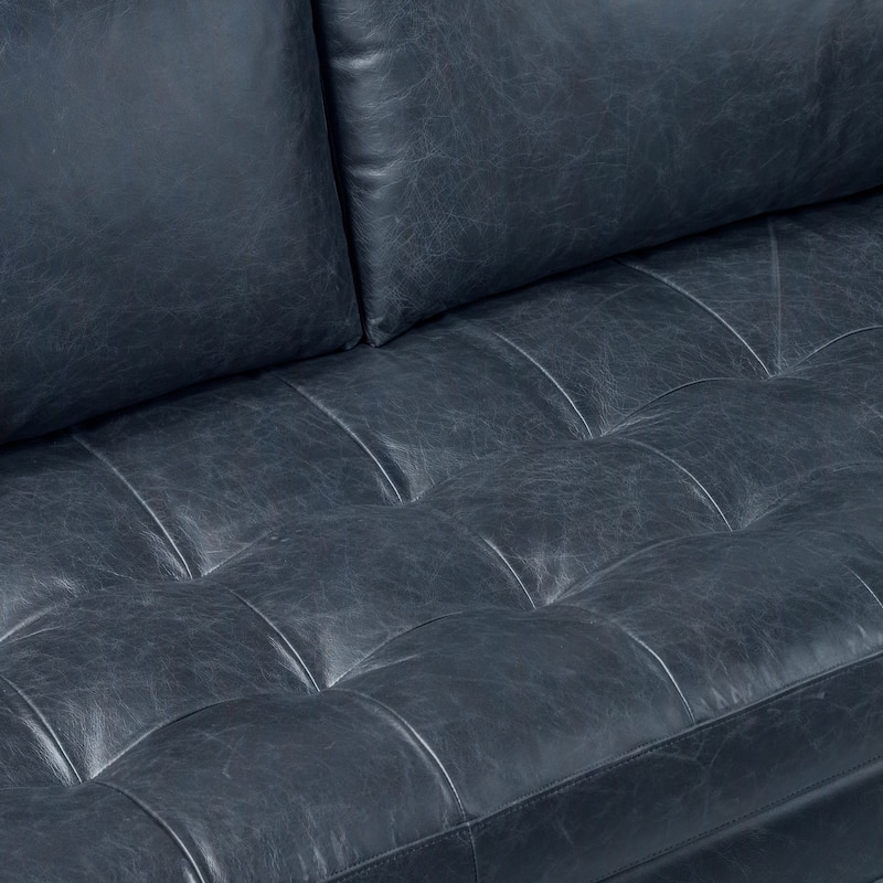 Poly & Bark Napa 82" Leather Pull-Out Convertible Sleeper Sofa - Full Grain Genuine Italian Leather