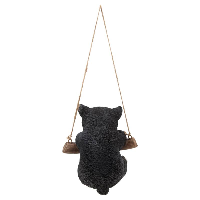 Bear Cub Hugging the Branch Hanging Statue - 5.25" - Black