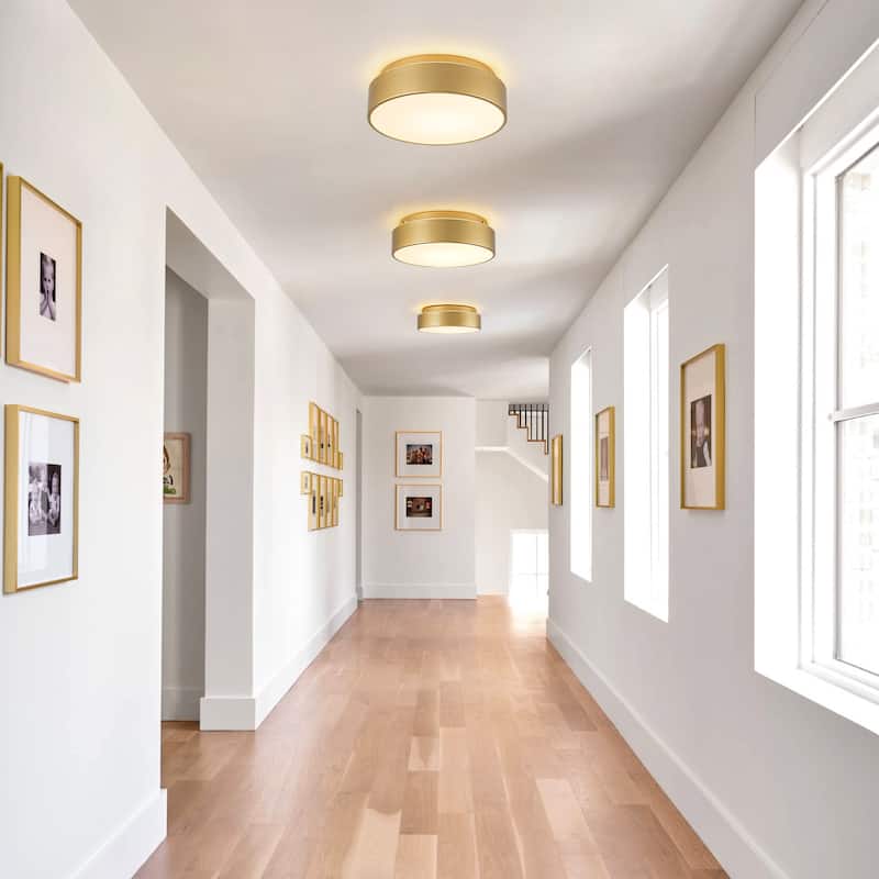 Dimmable LED Flush Mount Ceiling Light with 5-Color Temperature Selectable - 11.4 in W × 3.7 in H