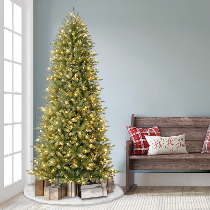 Puleo International 7.5 ft. Pre-Lit Slim Fraser Fir Artificial Tree