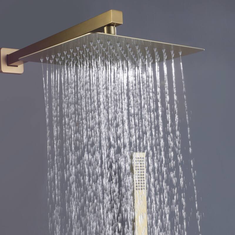 Wall Mounted Double Handles Three Function Complete Shower System With Rough-In Valve
