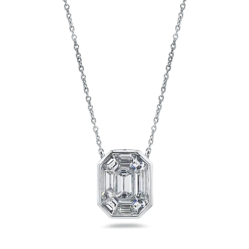 Auriya 14k Gold 9/10ctw Emerald-cut Diamond Station Necklace (G-H, VS1-VS2)