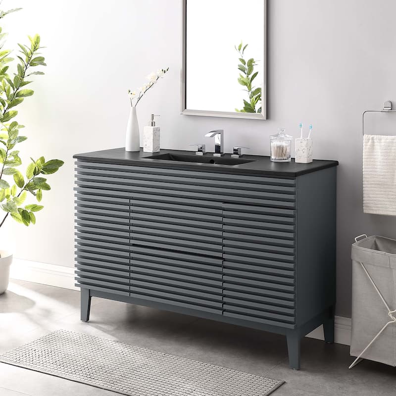 Render 48" Single Sink Bathroom Vanity - Gray Black