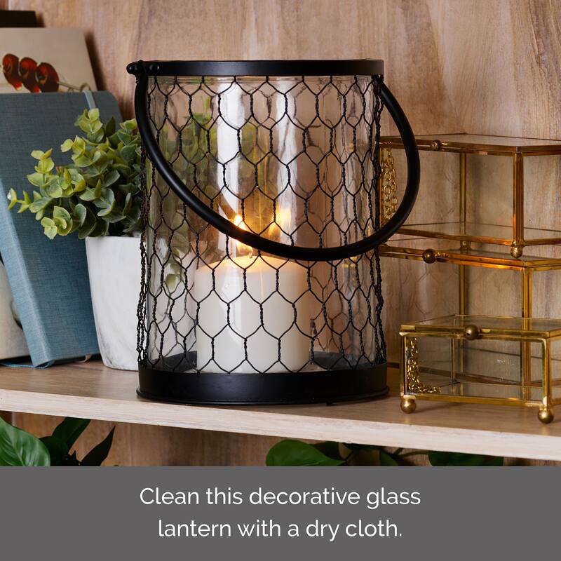 Elements Black Wire Lantern, 7X8 Inch