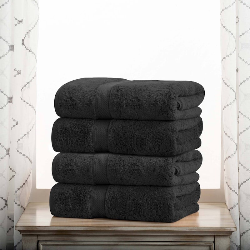 Superior Egyptian Cotton Pile Heavyweight Bath Towel Set of 4 - Black