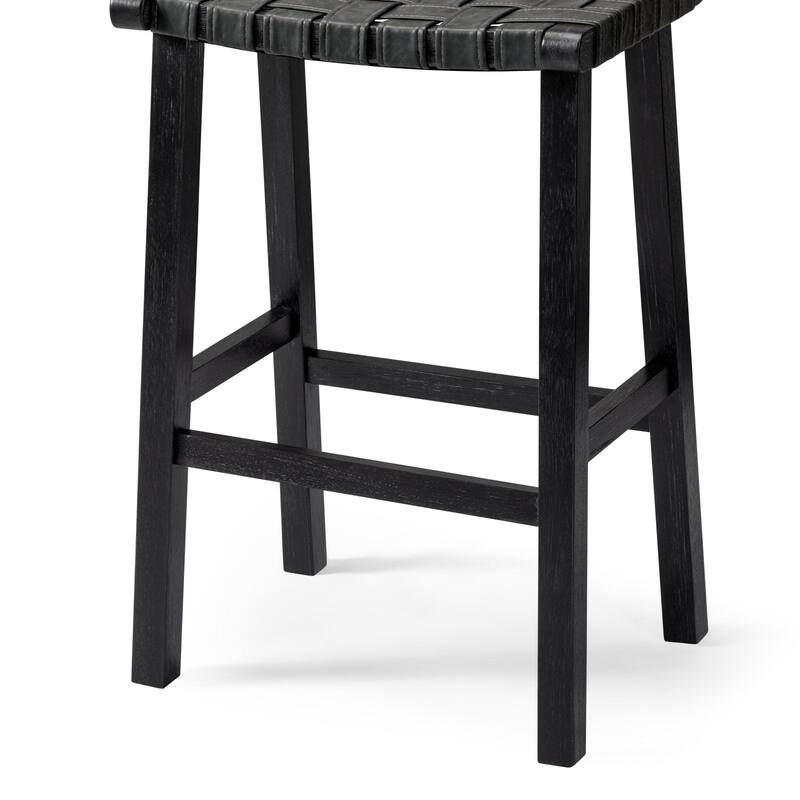 Maven Lane Noah Backless Kitchen Dining Stool with Vegan Leather