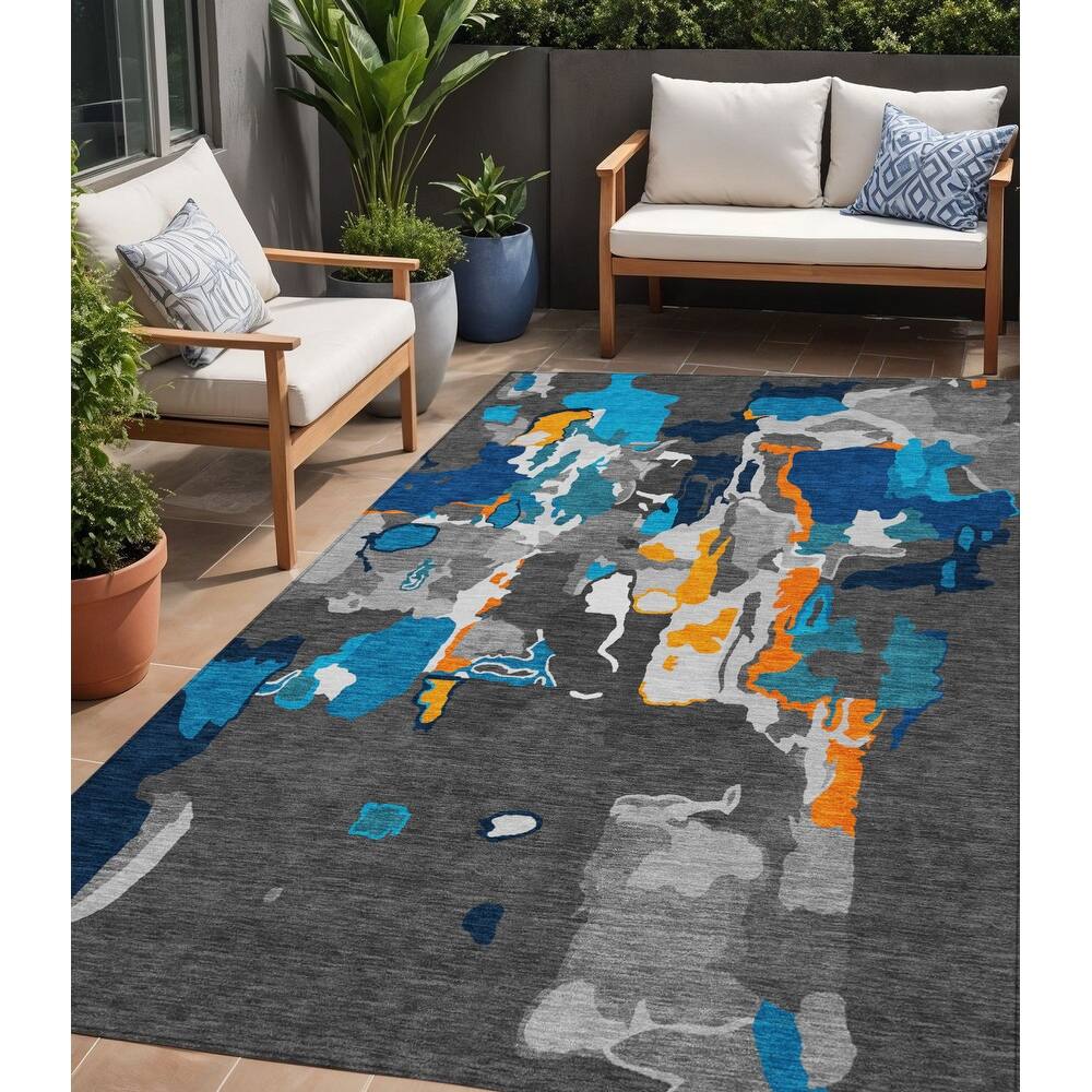 HomeRoots Abstract Transitional Rectangle Outdoor Rug