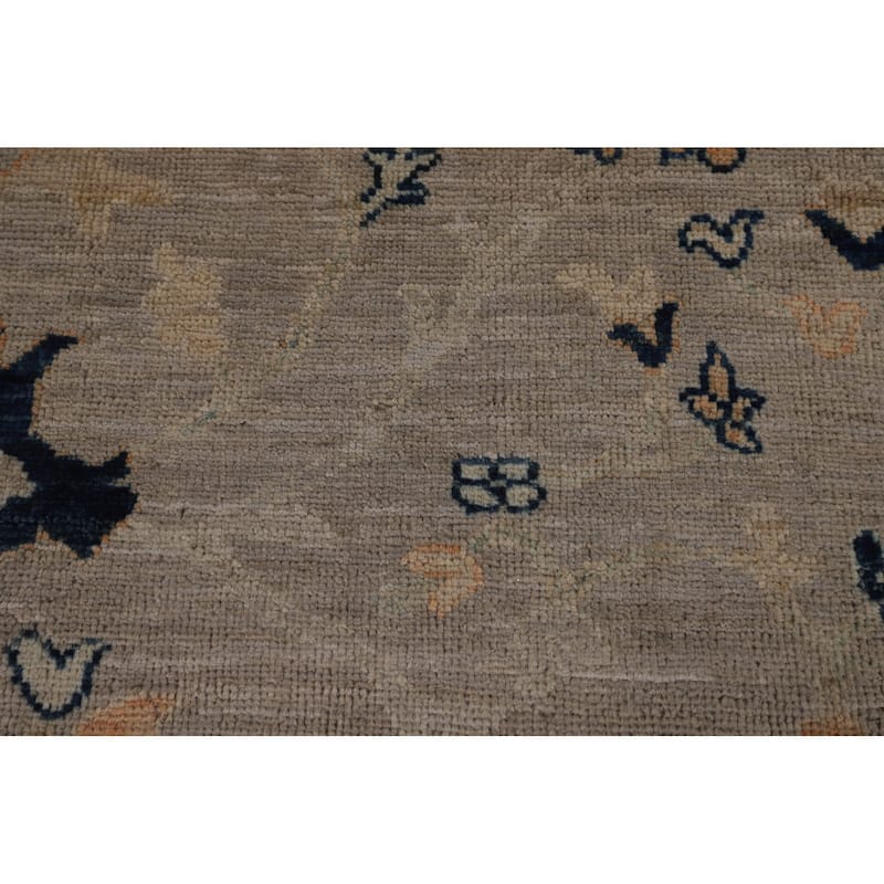 All-Over Floral Oushak Vegetable Dye Area Rug Hand-Knotted Wool Carpet - 8'1"x 10'5"