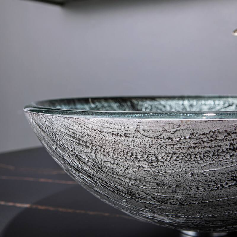 Vinnova Glass Circular Vessel Bathroom Sink without Faucet