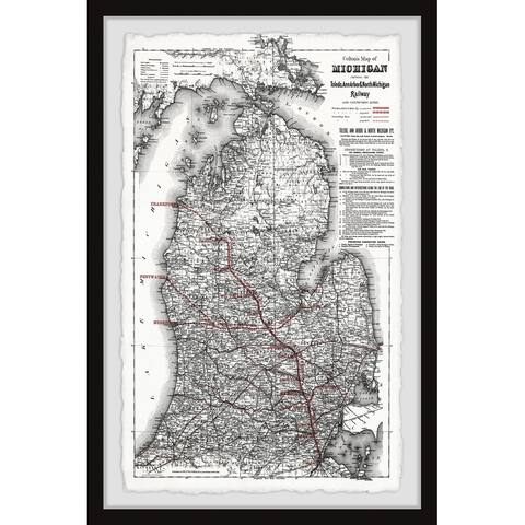 'Vintage Michigan Map II' Framed Painting Print
