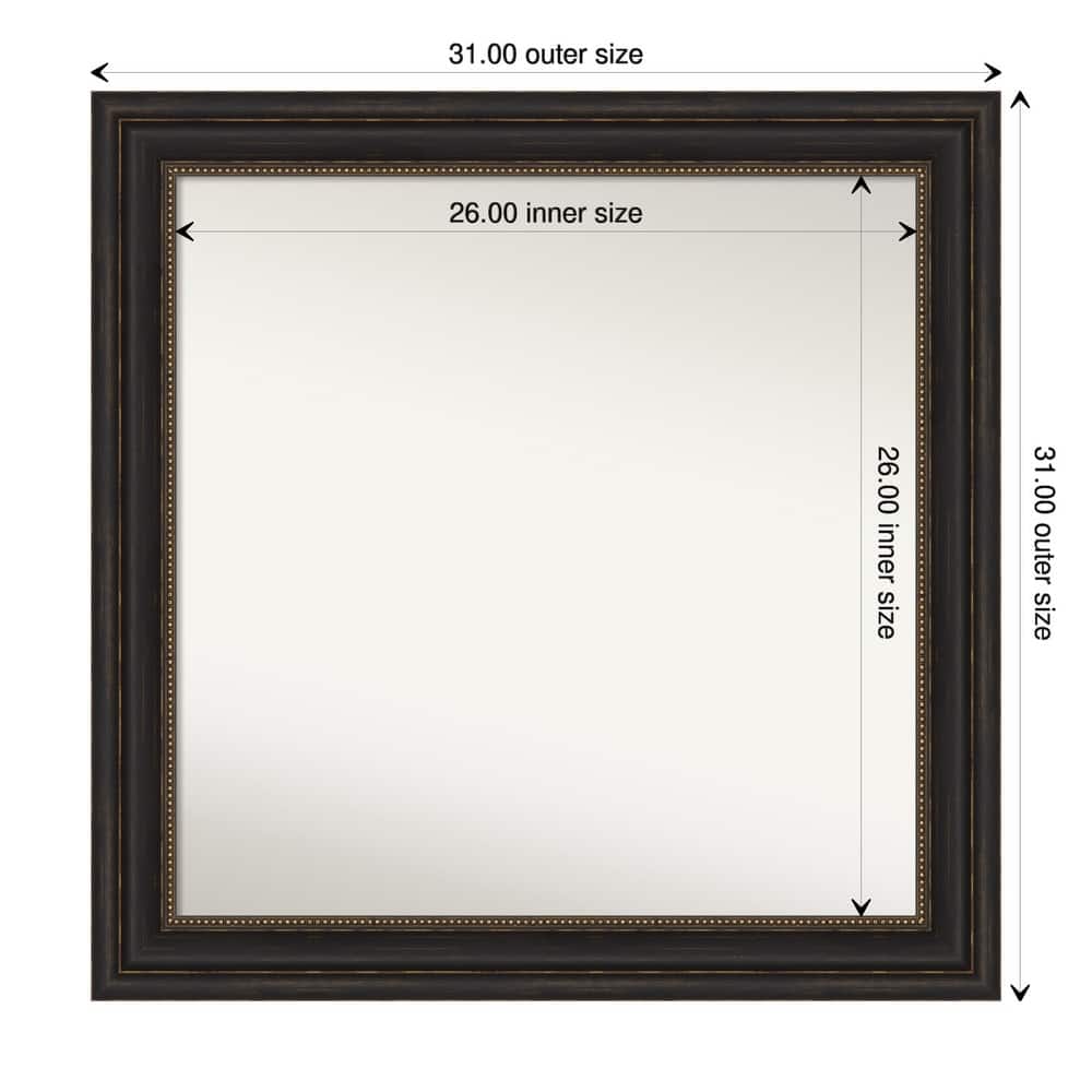 Accent Bronze Framed Non-Beveled Custom Wall Mirror, Bathroom Vanity Mirror