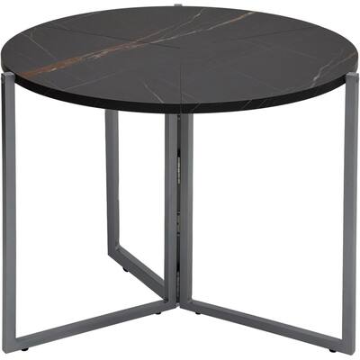 Black Carrera Foldable Round Trifold Table 35" Space-Saving Multi-Use