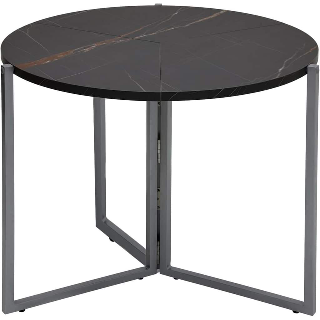 Black Carrera Foldable Round Trifold Table 35" Space-Saving Multi-Use