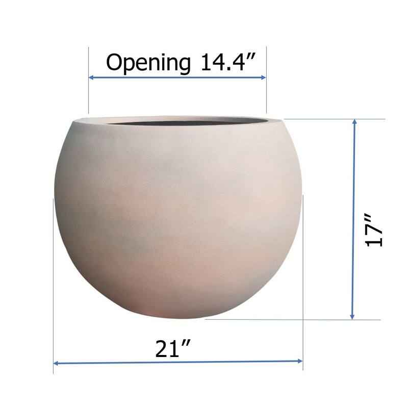 DreamPatio Riverside Fiberstone Modern Sphere Planter for Indoor/Outdoor - 21x21x17 - TerracottaPink