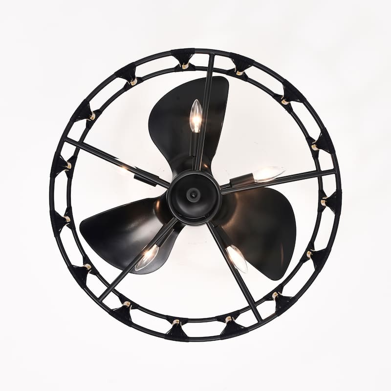 Helle 25 Inch Elegant Matte Black Fandelier with Remote