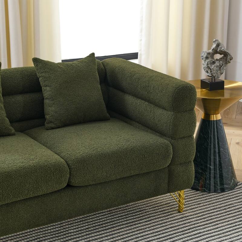 Oversized Upholstered Sectional Sofa, Modern Living Room Couch with 3 Pillows,Sectional Couch