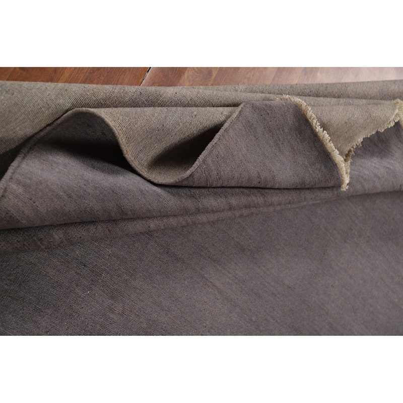 Gray Modern Gabbeh Oriental Area Rug Handmade Solid Wool Carpet - 8'5" x 9'11"