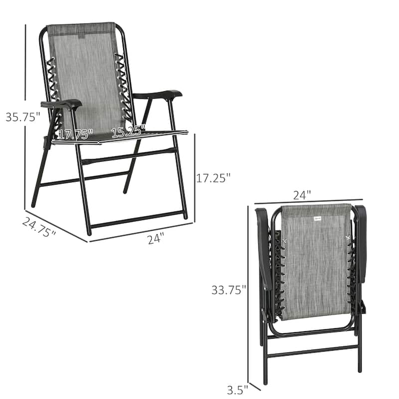 Set of 2 Patio Folding Chairs, Outdoor Portable Lawn Chairs with Armrests for Camping, Garden, Pool, Beach, Backyard