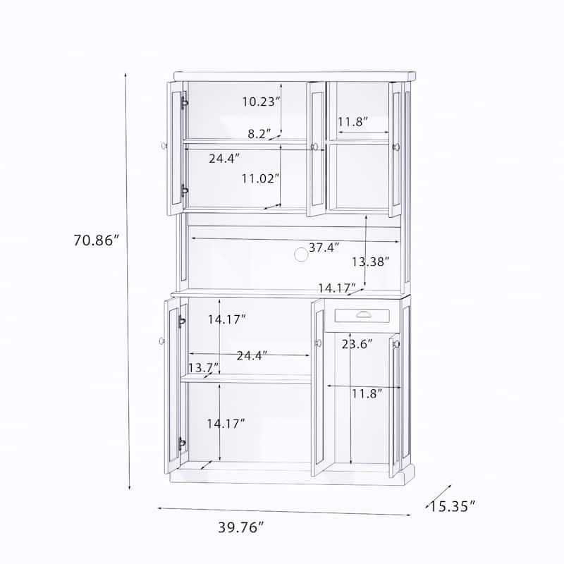 Kitchen storage cabinet with microwave stand and adjustable shelves