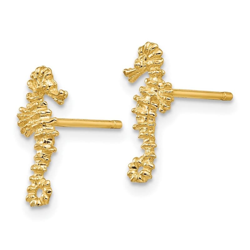 Curata 10k Yellow Gold Mini Seahorse Post Earrings - 12.37x5.84mm Wide Jewelry Gifts for Women