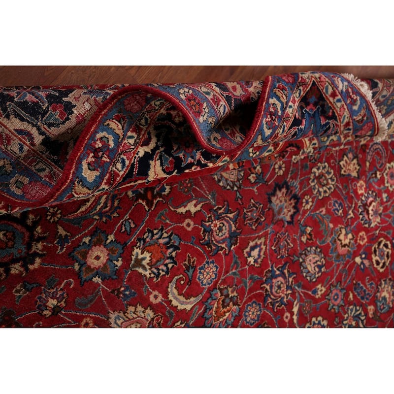 Floral Mashad Large Antique Persian Area Rug Handmade Wool Carpet - 9'6" x 16'4"