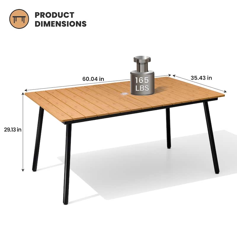 Crestlive Products Outdoor Rectangle Aluminum Dining Table with Umbrella Hole