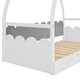 preview thumbnail 6 of 7, Twin Size Pine Wood Frame Platform Bed with Stretchable Vaulted Roof, Children's Bed with Recess Handle, White+Gray