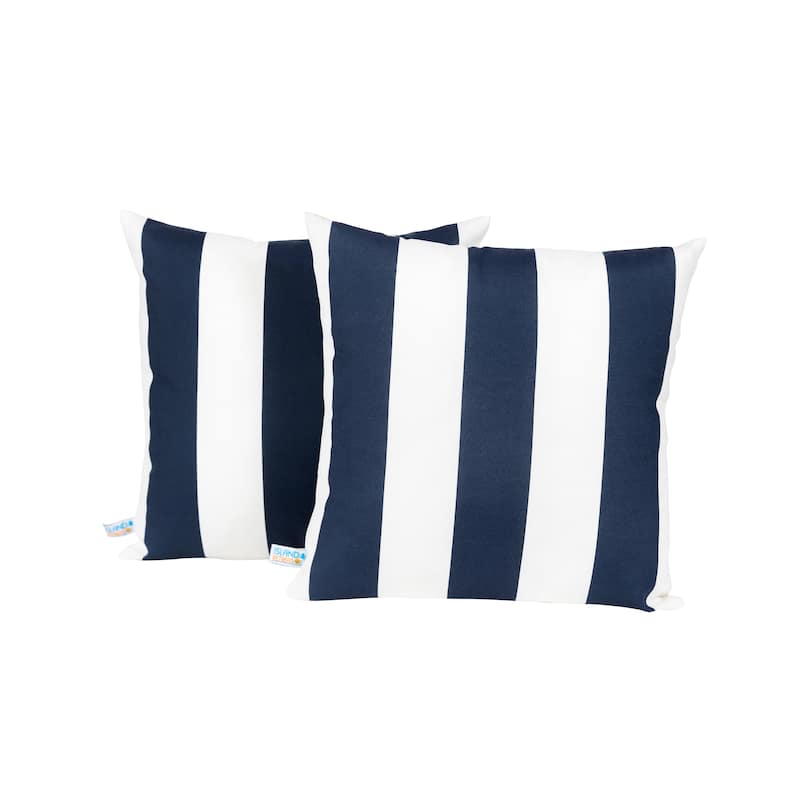 Island Retreat All-Weather Outdoor Throw Pillows (Set of 2) - Navy/White Stripe