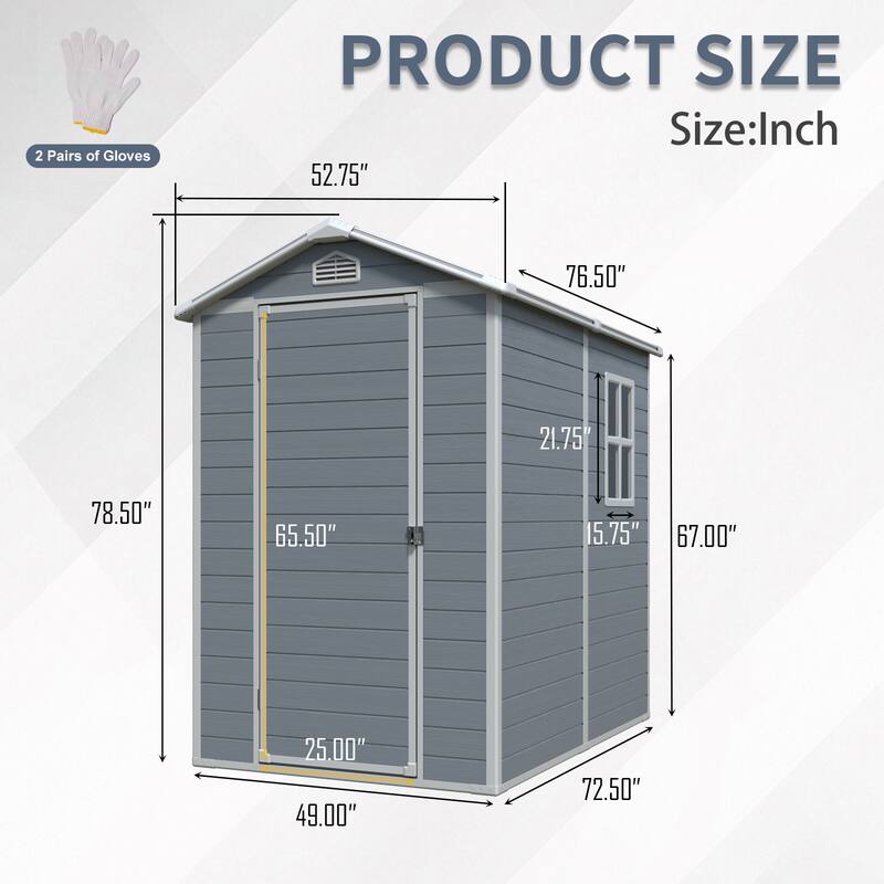 4x6ft Resin Outdoor Storage Shed Kit-Perfect to Store Patio Furniture