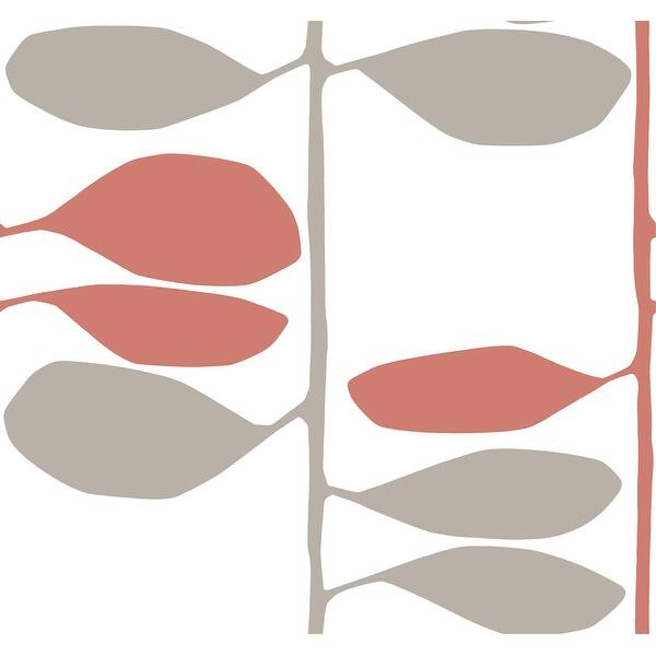 slide 2 of 7, York Wallcoverings Sculpted Vines Vermillion and Graphite Wallpaper