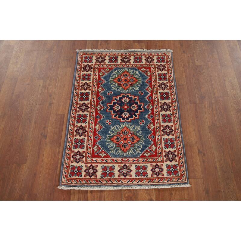 Blue Kazak Accent Rug Handmade Oriental Wool Carpet - 2'1" x 3'0"
