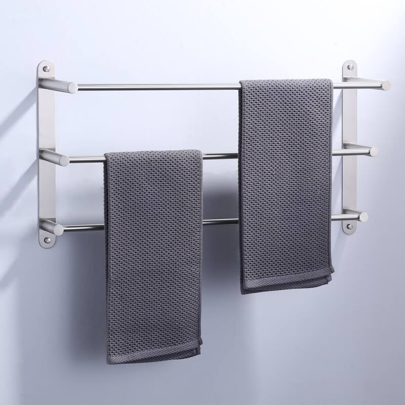 WOWOW 3-Tier Wall Mounted Towel Rack in Brushed Nickel