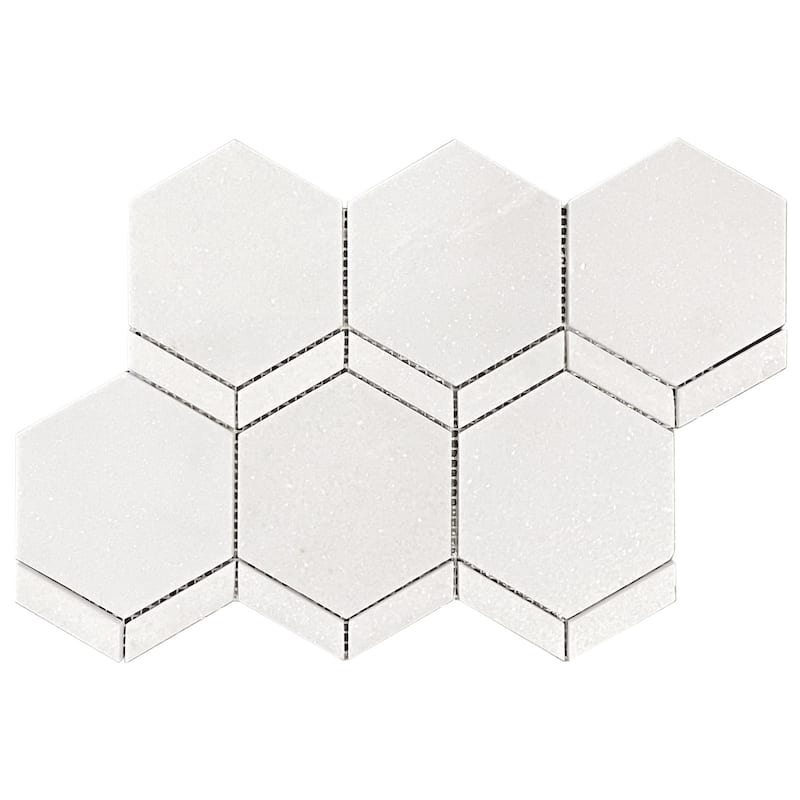 Thassos Marble Hexagon Water Jet Polished Mosaic Tile