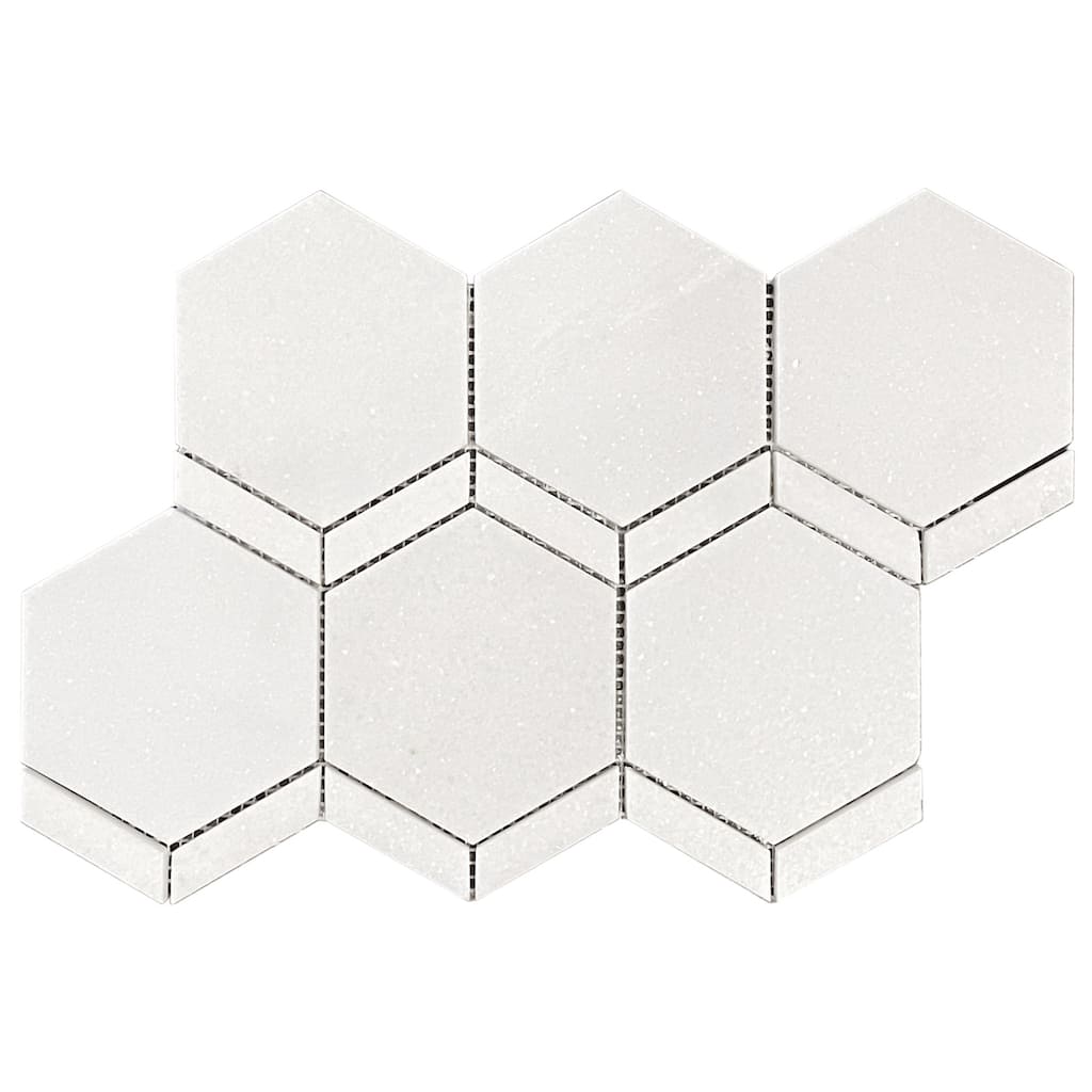 Thassos Marble Hexagon Water Jet Polished Mosaic Tile