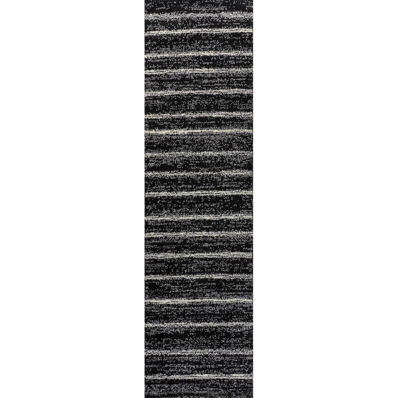JONATHAN Y Alia Minimalist Stripe Area Rug - 2 X 8 - Black/Cream