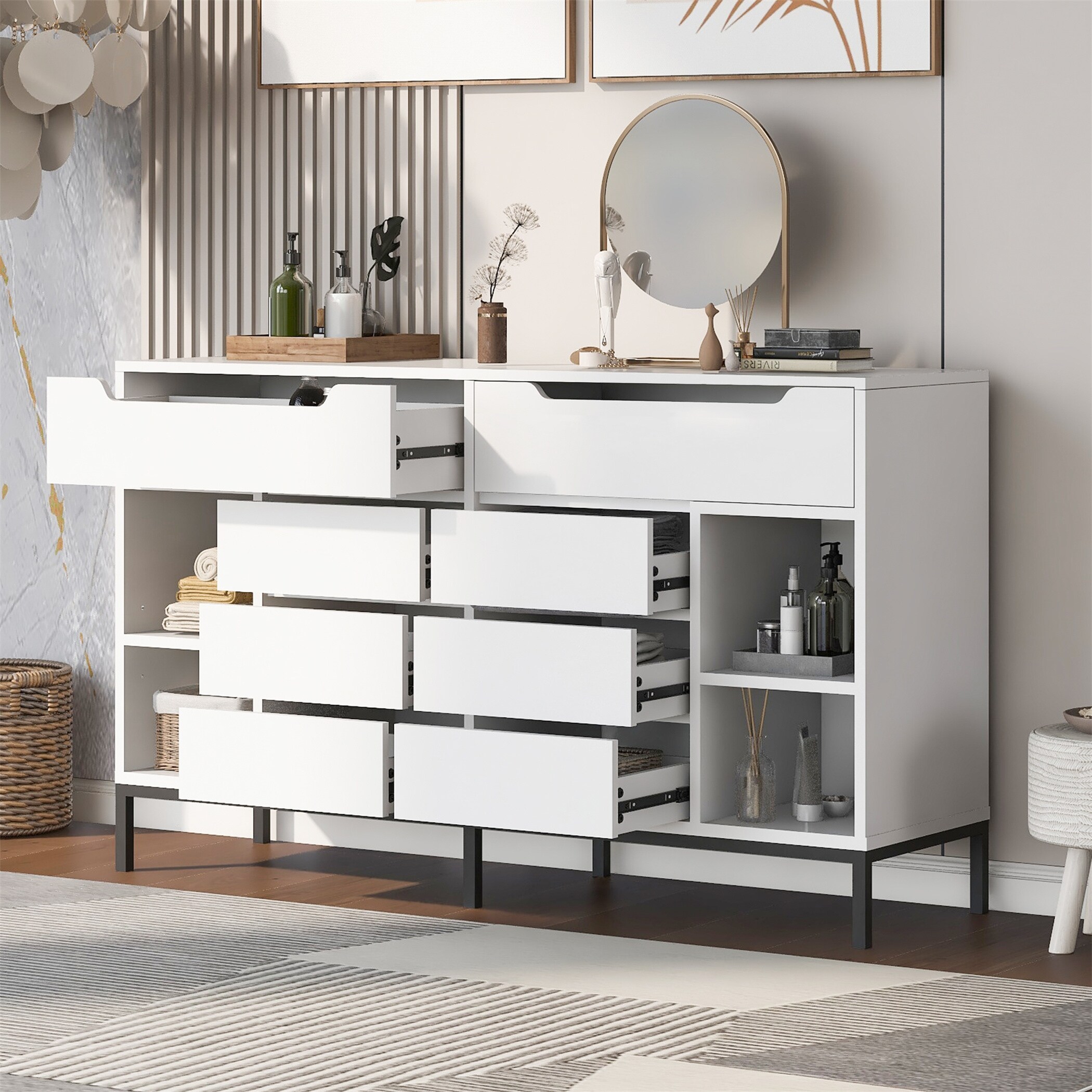 Dorinda groove 6 drawer double dresser deals