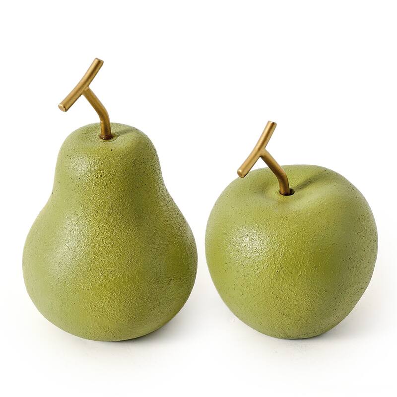 Cream White Fruit Table Top Apple And Pear, Set of 2