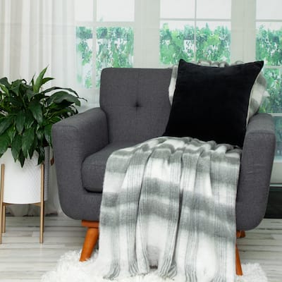 Woven Solid Velvet Square Throw Pillow - 18" - Black