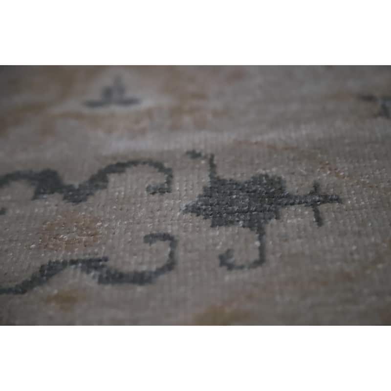 Hand Knotted Oriental 100% Wool Carpet Transitional Floral Greys & Charcoal Oushak Area Rug - 6' 0'' X 5' 1''
