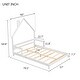 preview thumbnail 27 of 25, Full Size Pine House-Shaped Headboard Floor Bed with Handrails