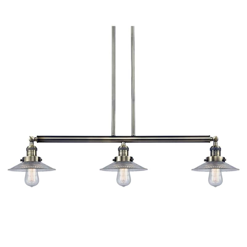 Innovations Lighting Halophane 3 Light 41" Wide Linear Chandelier - Antique Brass / Flat