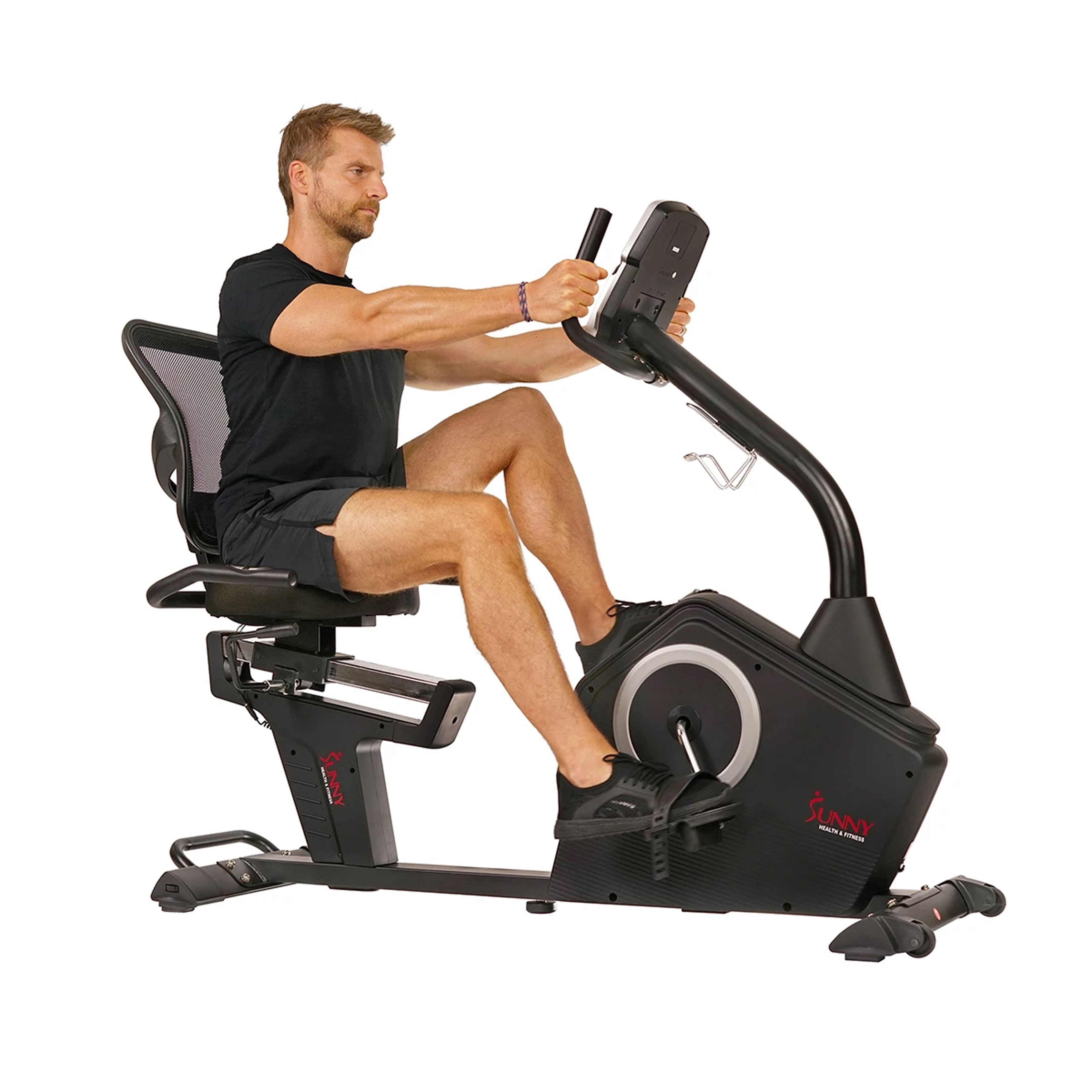 Recumbent bike with discount arms that move