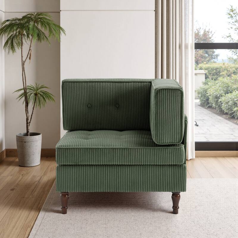 UIXE Corduroy Modular Corner Sofa Lounge Corner Arm Chair - Green
