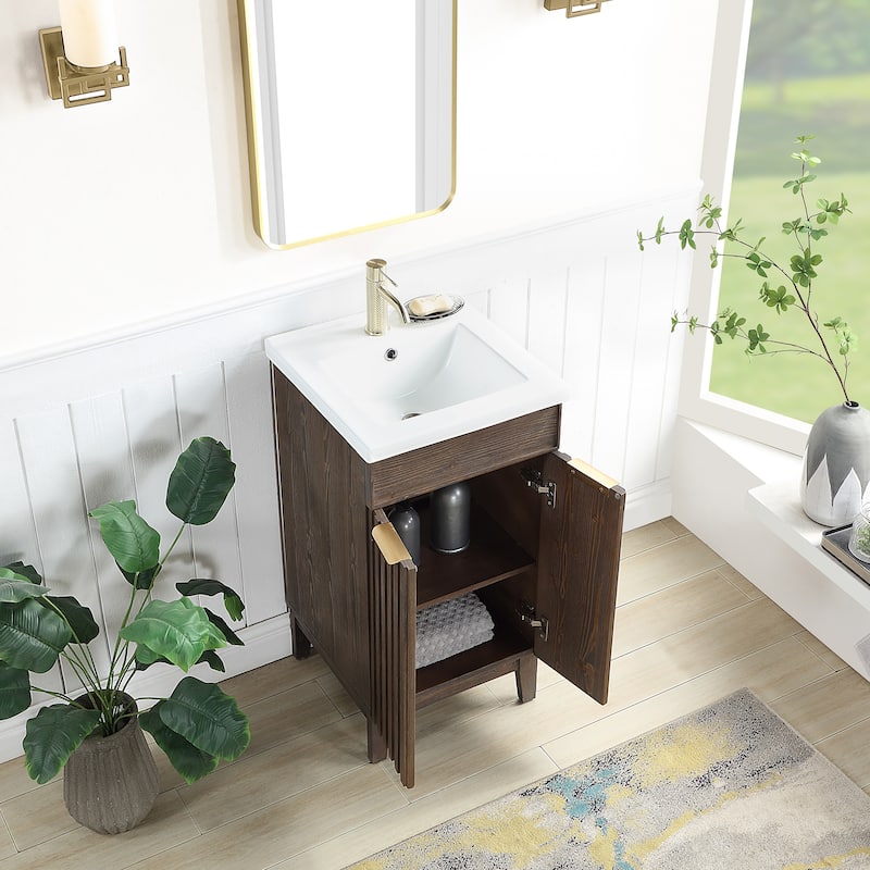 Palos Single Bath Vanity with Ceramic Basin Top without Mirror