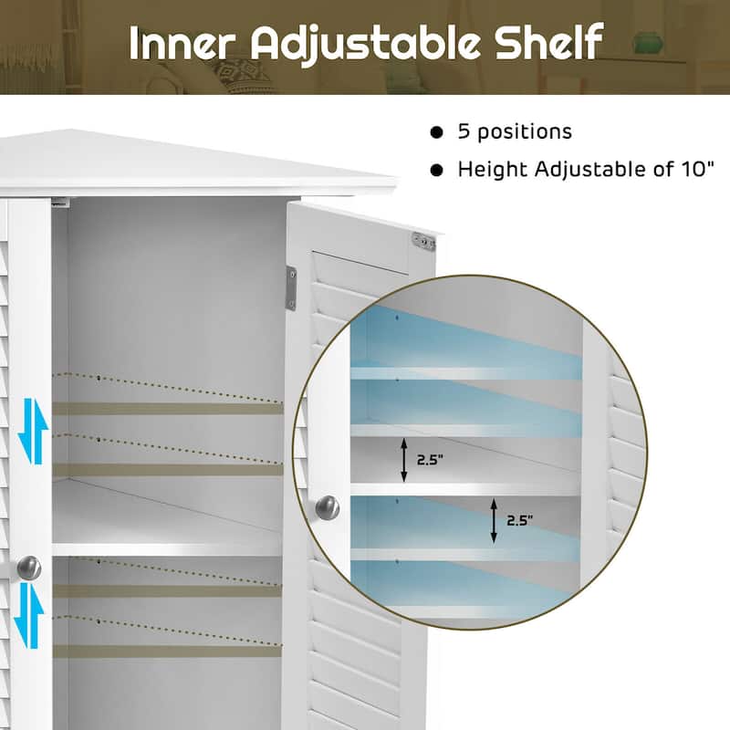 Costway Corner Storage Cabinet Freestanding Floor Cabinet Bathroom w/