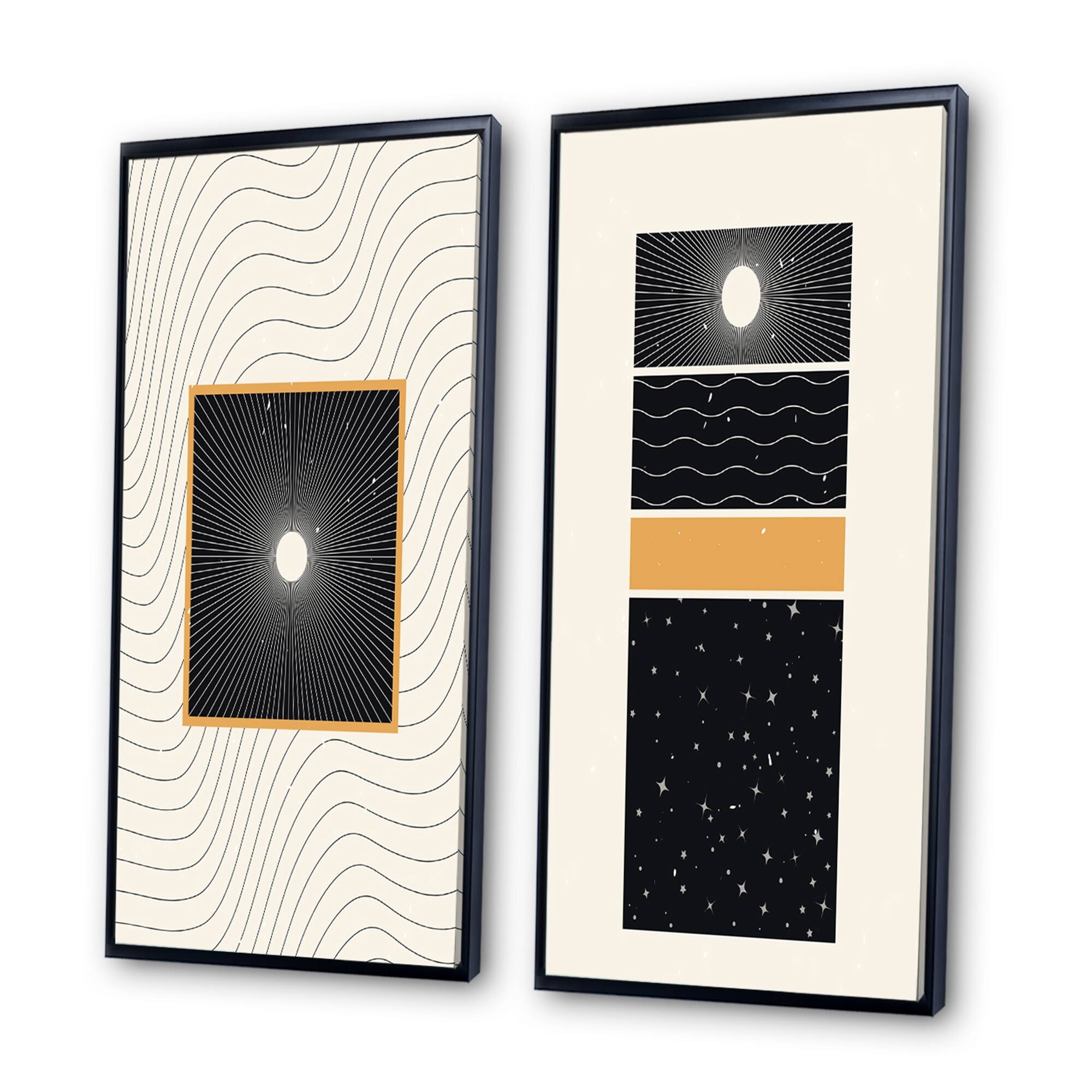 Designart "Minimalistic Retro Color Geometrics VII" Geometric Framed