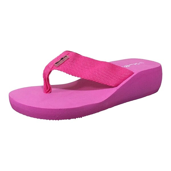 purple wedge flip flops