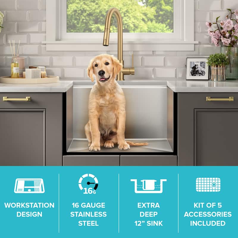 KRAUS Kore Workstation Undermount Stainless Steel Kitchen Sink