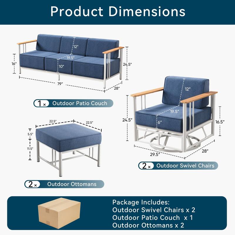 Outdoor Patio Funiture Set with Extra-Thick Seat cushion