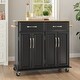 preview thumbnail 1 of 5, BELLEZE Black Wood Top Portable Kitchen Storage Cart/Island Rolling